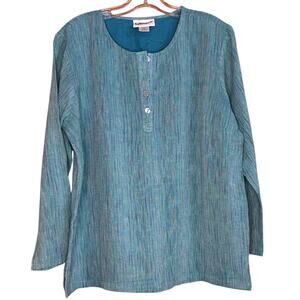 Women's Serengeti 100% Cotton Blue Tunic, Lined, Size XL, EUC